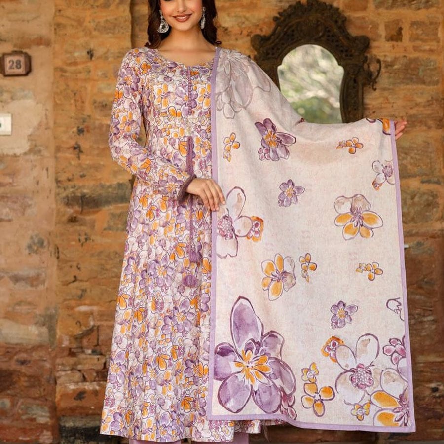 MT Designer Rayon Printed Anarkali Kurti With Bottom Dupatta Wholesale Price In Surat

